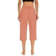 thumbnail image 3 of Bocqde Pantalon Capri pour Femmes Grande Taille Uni à Taille Élastique avec Poches, Pantalon Court d'Été Mode Décontractée Extensible, Capris pour Dames, 3 of 6
