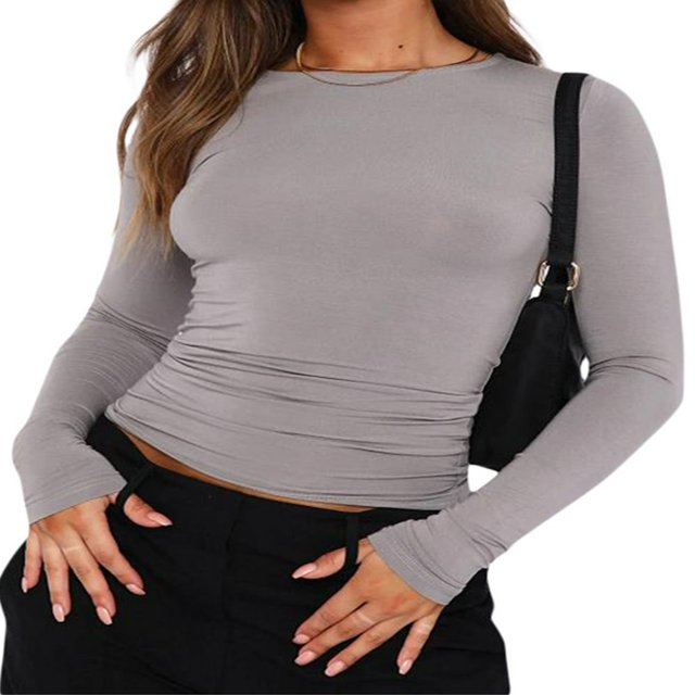 Blouse Mode Urbaine à Manches Longues Unie pour Femmes