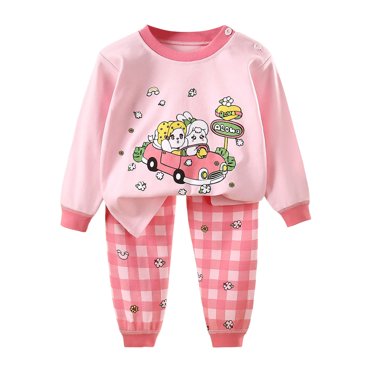 Ketyyh-chn99 Ensemble de Pyjama en Coton pour Bébé Garçon, Tenue de Nuit pour Tout-Petit, Ensemble Chandail à Manches Longues et Pantalon, Ensemble de Vêtements pour l'Automne et l'Hiver, Taille pour 3-6 Mois, Rose