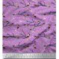 thumbnail image 1 of Soimoi Purple Poly Georgette Fabric Branch,Dot & American Robin Bird Print Sewing Fabric BTY 52 Inch Wide, 1 of 3