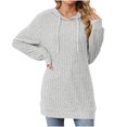 thumbnail image 1 of MeetoTime Long Sleeve Hoodie for Women Fall Comfy Stretch Knit Ribbed Hooded Pullover Tunic Tops, 1 of 6