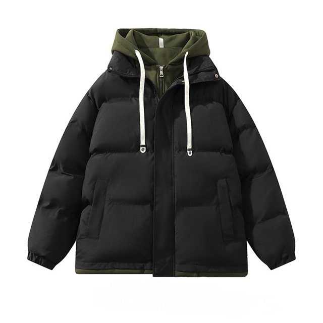 Pisexur Winter Coats for Men Long Sleeve Solid Color Mens Winter Jacket Casual Zipper Button Drawstring Warming Jacket Oversized Hooded Jacket Outerwear with Pockets S-3XL