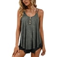 thumbnail image 3 of Sentmoon Hauts Habillés pour Femmes T-Shirt pour Femmes Camisole à Col Rond Couleur Unie à la Mode Plissée Top Modelant Décontracté pour Usage Quotidien Gris TTG, 3 of 7