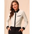 thumbnail image 2 of INSPIRE CHIC Chemise de Travail à Manches Longues pour Femme à Blocs de Couleur Boutonnée, 2 of 6