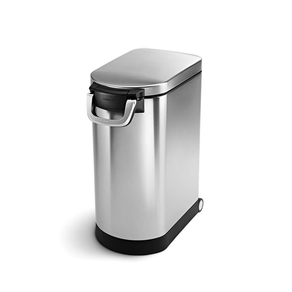 Simplehuman 30 Liter Large Pet Food Storage Container, Brushed Stainless Steel for Dog Food, Cat Food, and Bird Feed