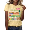 thumbnail image 1 of Pisexur Hauts pour Femmes, Hauts d'Été pour Femmes, Nouveau Pull à Manches Courtes Col Rond Décontracté Imprimé Jaune,S, 1 of 4