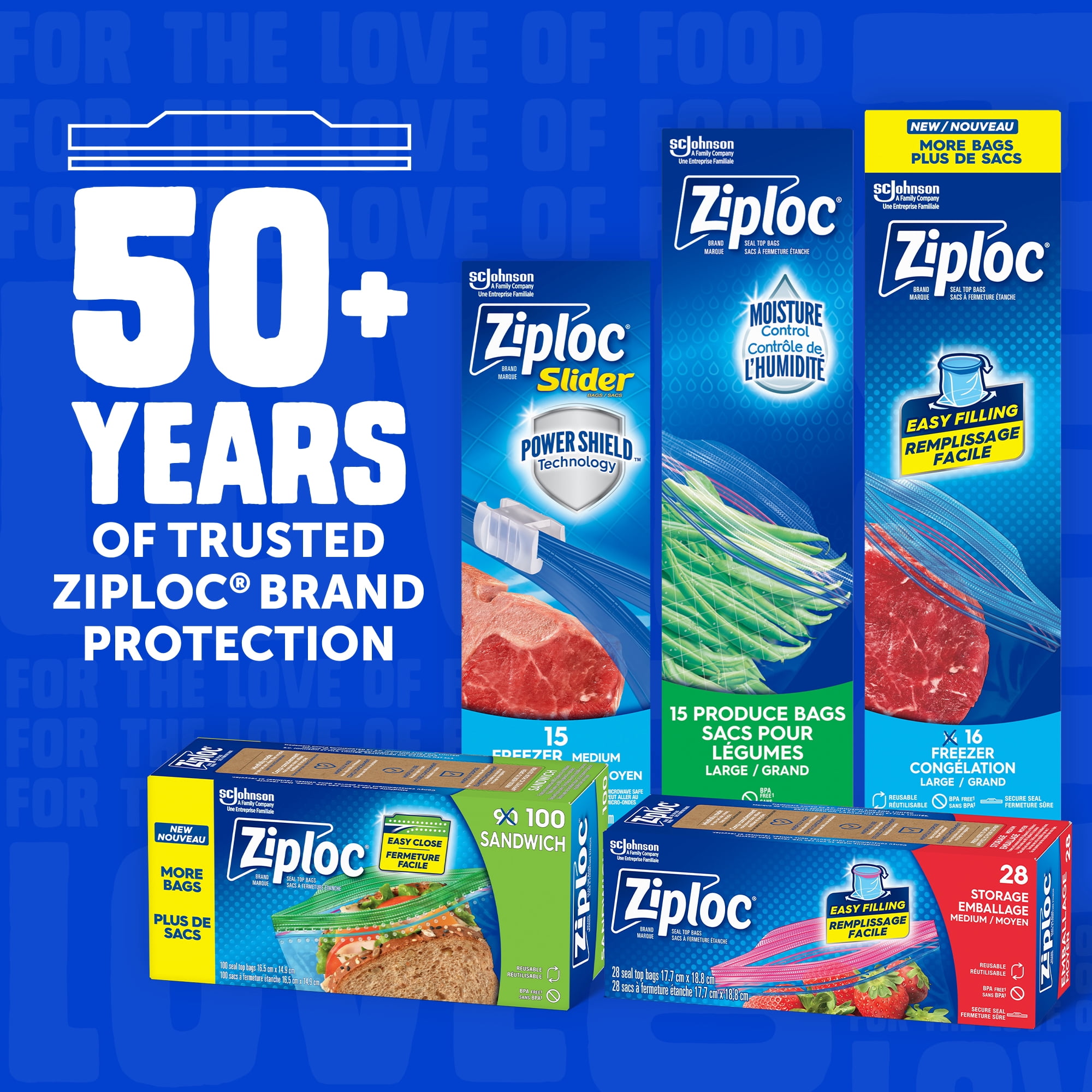 Ziploc® Sacs pour Congélateur avec Technologie Qui Reste Ouverte, Grand Format, 32 Sacs