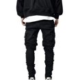 thumbnail image 3 of Men Skinny Jeans, Men's Cargo Denim Pants, Male Distressed Ripped Casual Jeans with Multi Pockets, 3 of 6