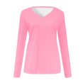 thumbnail image 5 of Timegard Hauts pour Femmes Col en V Manches Longues T-Shirt Basique Couleur Unie Blouse Confortable Tunique Décontractée d'Automne, 5 of 5