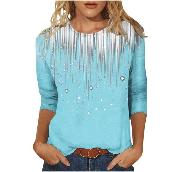 Womens Summer Tops 3/4 Sleeve Casual Summer Outfits for Women for Daily Wear Office Attire Weekend Outings