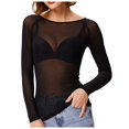 thumbnail image 1 of Chemise en Maille Transparente à Manches Longues pour Femmes Polyester pour Superposition dans Différentes Saisons, 1 of 3
