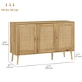 thumbnail image 3 of HOMCOM Buffet Bohème avec Portes en Rotin et Tablette Ajustable Bois Naturel, 3 of 10