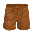 thumbnail image 3 of Plebaso Summer Womens Shorts Casual Drawstring Roll up Shorts Loose Solid Color Beach Shorts with Pockets, 3 of 5