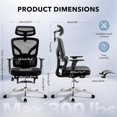 thumbnail image 2 of Ergonomic Office Chair with Adjustable Footrest, High-Back Mesh Desk Chair with Lumbar Support, Headrest & 3D Armrests, Rolling Swivel Computer Chair for Home & Office, Black, 2 of 8