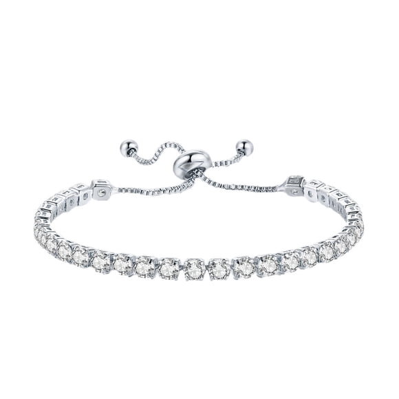 SIfdSeng Tennis Bracelets for Women Classic Adjustable Slider Bracelet Silver Fashion Jewelry Wedding Silver and Pearl Bracelet Bracelet Stack Non Tarnish Sterling Silver Charm Bracelet