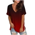 thumbnail image 2 of HWRETIE T-Shirt Dégradé pour Femmes à Manches Courtes, Col Rond, Coupe Ample, Haut Décontracté, Blouse d'Été, 2 of 4