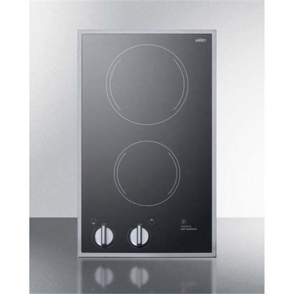 Summit Appliance CR2B12ST 3 x 11.75 x 19.75 in. 120V 2-Burner Radiant Cooktop Ceramic Glass with Cord, Black
