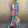 thumbnail image 5 of Robe Maxi Longue Boho en Coton et Lin pour Femmes Grande Taille, Robe Maxi de Plage à Manches Longues, Tunique Kaftan Boho Décontractée, Gitane Ethnique, 5 of 5
