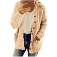 thumbnail image 2 of LSLJS Women's Plus Size Plush Cardigan Sweaters Casual Oversized Open Front Long Cardigans Button Up Outerwear, 2 of 9
