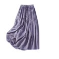 thumbnail image 2 of Cadeaux pour Femmes LSLJS Jupe Cheville en Coton et Lin d'Été Unie Brodée à Taille Élastique pour Femme, Jupe Maxi, 2 of 9
