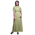 thumbnail image 1 of Bimba Robe Longue Imprimée en Rayonne à Feuilles, Taille Smockée, Fente Latérale, pour Femme - Grande, 1 of 6