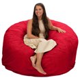 thumbnail image 1 of Ultimate Sack 5000 5-Foot Bean Bag Chair Oversized Foam Lounger, Red Fur Cover, 1 of 6