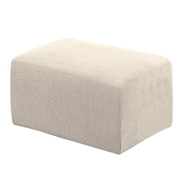 Stretch Ottoman Cover Ottoman Slipcovers Rectangle Foot Stool Covers Ottoman Foot Rest Cover Jacquard Fabric with Elastic Bottom