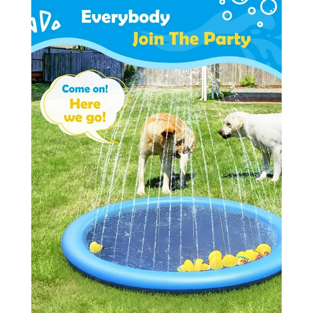 Tapis de Jeu d'eau avec arroseur, Tapis de pulvérisation de Plage - Spray d'eau pour | Tapis de pulvérisation antidérapant pour Piscine extérieure et Plage, Tapis de pour, garçons et FI