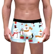 FhsagQ Underwear Men Underwear Cotton 4 Super Fit Men's Christmas Print Breathable Underwear Mens Underwear Boxers Mens Underwear Boxers Briefs Pack Super Fit Light Blue XXXXL