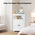 thumbnail image 3 of VEVOR Armoire de Rangement d'Angle 32 Pouces avec 2 Portes en Bois et Tablettes Ajustables Blanc, 3 of 9