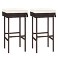 thumbnail image 1 of Costway Patio Rattan Barstools Set of 2 Outdoor Wicker Bar Height Chairs with Footrest, 1 of 8