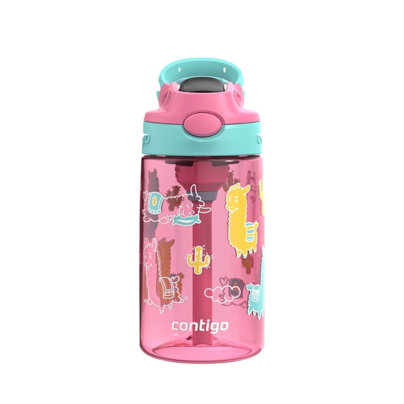 Bouteille d’eau pour enfants Contigo Aubrey avec paille, antifuite et antidéversement, lama jade azalée