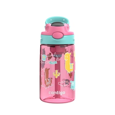 Bouteille d’eau pour enfants Contigo Aubrey avec paille, antifuite et antidéversement, lama jade azalée