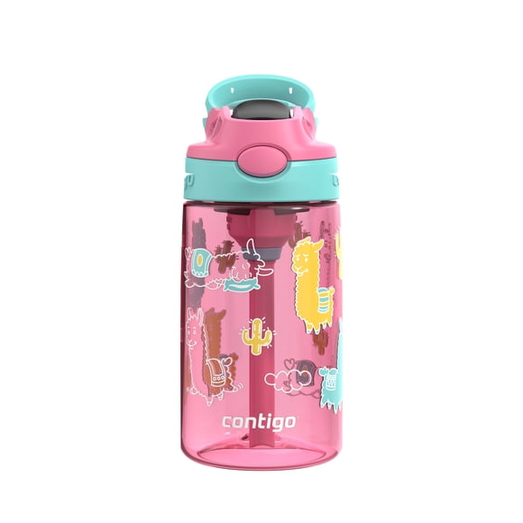 Contigo Kids Aubrey Straw Water Bottle, Leak-Proof, BPA-Free, Dishwasher Safe, Azalea Jade Llama, 14oz (414ml)