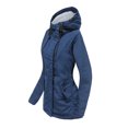 thumbnail image 4 of Innerwin Coat Hooded Ladies Outwear Drawstring Long Sleeve Buttons Jacket Navy Blue L, 4 of 5
