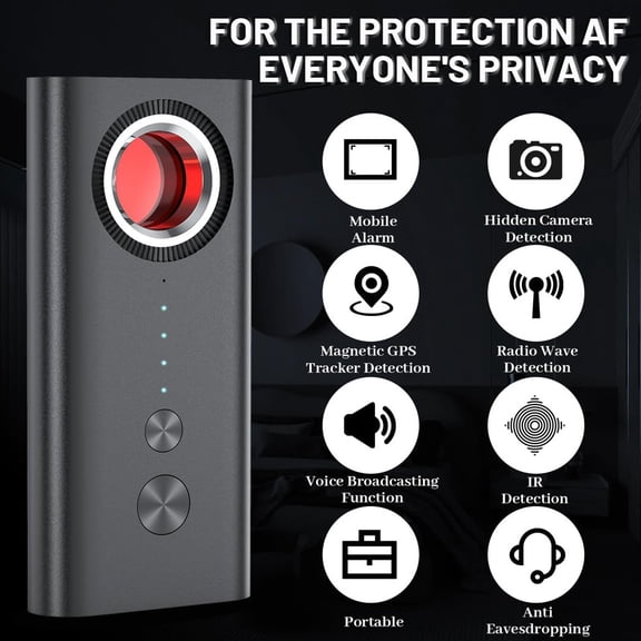 HLONK Hidden Camera Detectors  Anti-Spy Camera Detector Bug Detector GPS Tracker RF Signal Scanner Listening Devices Finder Wireless for Travel Car  Bathroom Office  Hotel  Black
