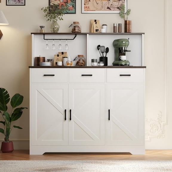Armoire pour Micro-Ondes avec Tiroirs et Portes – Armoire de Rangement de Cuisine Moderne à Double Face, Support pour Micro-Ondes à Portes Multiples