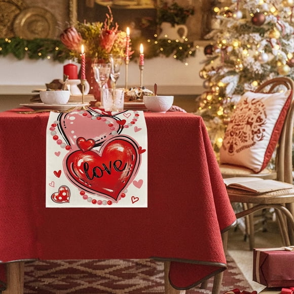 up to 70% off Iumwxz Valentine Day Table Runner Super Soft Tablecloth for Catering Wedding Kitchen Party Holiday Picnic 13x72 Inch Romantic Heart Art Texture Valentines Day Gifts