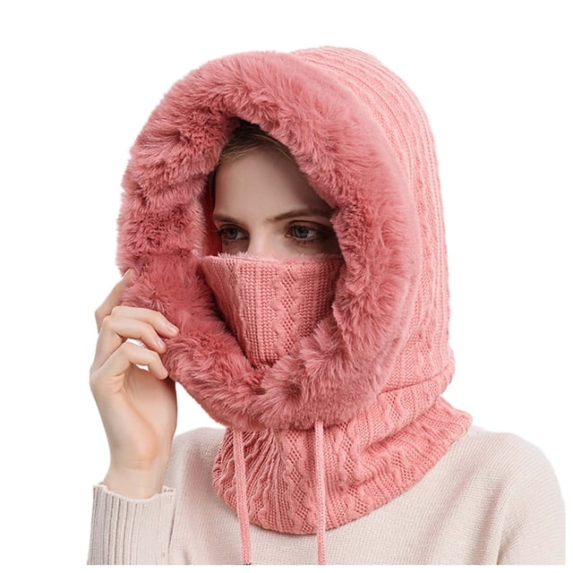 Women Winter Outdoor Riding Headgear Cold-Proof Ski Cap Warm Bib Face Mask Integrated Cold-Proof Hood Hat
