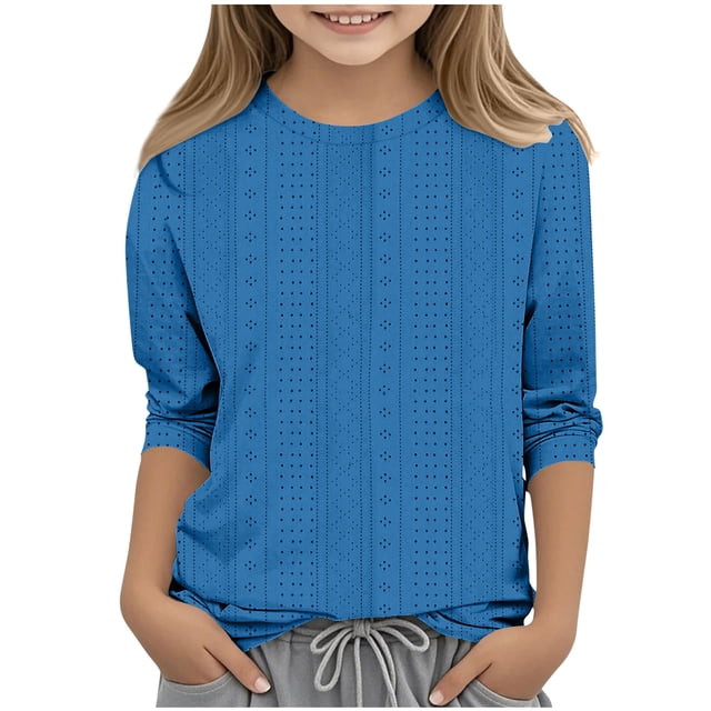 MeetoTime T-shirt à Col Rond à Manches 3/4 Uni pour Enfants, Décontracté, Ample, Printemps Été, pour Garçons et Filles