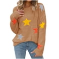 thumbnail image 3 of WRKEKC Chandail en Tricot Doux en Velours pour Femmes, Imprimé Étoiles, Col Rond, Manches Longues, Décontracté, Peluche, Basique Cozy, 3 of 8