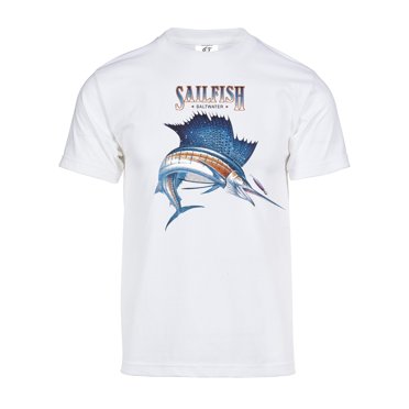 Gravity Trading T-Shirt à Manches Courtes pour Homme avec Motif de Poisson-Voile - Blanc - P