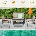 thumbnail image 4 of Costway 4 PCS Patio Furniture Set Sofa Coffee Table Steel Frame Garden Brown, 4 of 10