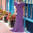 thumbnail image 2 of B91xZ Robe d'Hiver Femme Sans Manches Dos Nu Ourlet à Volants Cocktail Élégante Robe Débardeur, Violet m, 2 of 5