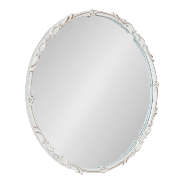 Kate and Laurel Brynley Decorative Wall Mirror, White 24" Diameter