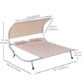 thumbnail image 3 of Outsunny Chaise Longue d'Extérieur de 79 Pouces avec Auvent avec Oreiller et Roues, Sable, 3 of 10