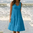 thumbnail image 4 of B91xZ Robe Femme Sans Manches Fendue Robes Maxi Robe d'Été de Plage avec Poches, Bleu Clair m, 4 of 4