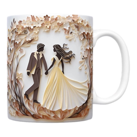 Valentine's Day Mug Wedding Theme Ceramic Drinking Mug for Home or Office Use – Microwave and Dishwasher Safe