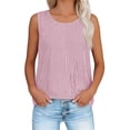 thumbnail image 2 of FAVIPT Débardeurs à Rayures en Coton pour Femmes Printemps Été Décontractés Fluides Chemises Vichy Col Ras du Cou Sans Manches Tunique Confortable Rose,TG, 2 of 8