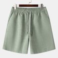 thumbnail image 1 of EOYWHK Cotton Linen Shorts for Men Summer Breathable Workout Gym Shorts Mid Waisted Solid Color Running Swimming Sleeping Shorts, 1 of 5